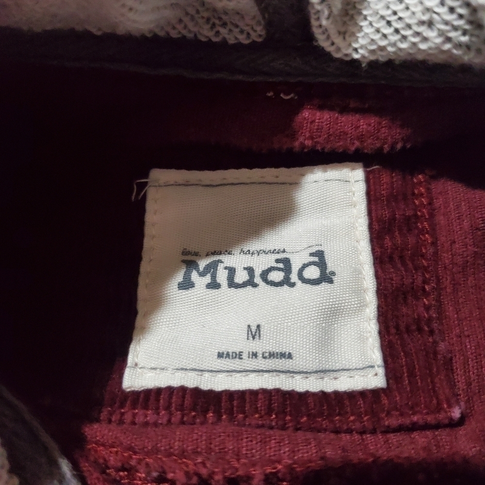 Vintage Y2k 2000s 00s Mudd Burgandy Corduroy Vest Jacket Hoodie - Picture 2 of 9